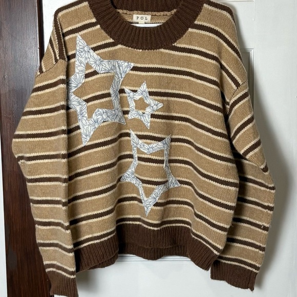 POL Brown and Cream Star Sweater - Picture 3 of 9